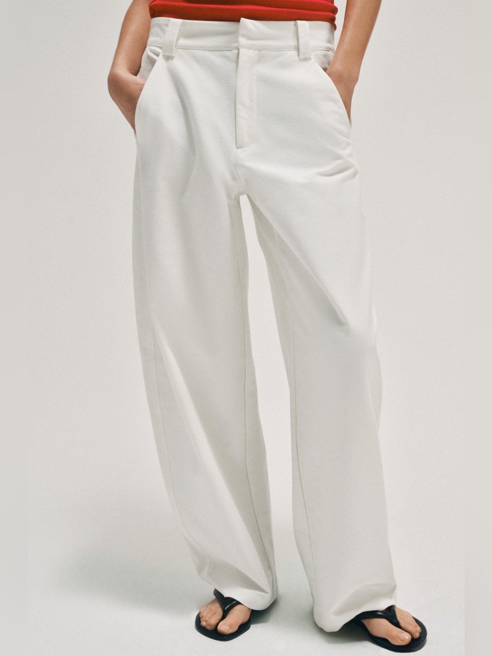 Zara Barrel Pants Ecru White Low Rise Mid Rise Trousers Women’s Sz XS NEW NWT - Picture 1 of 15